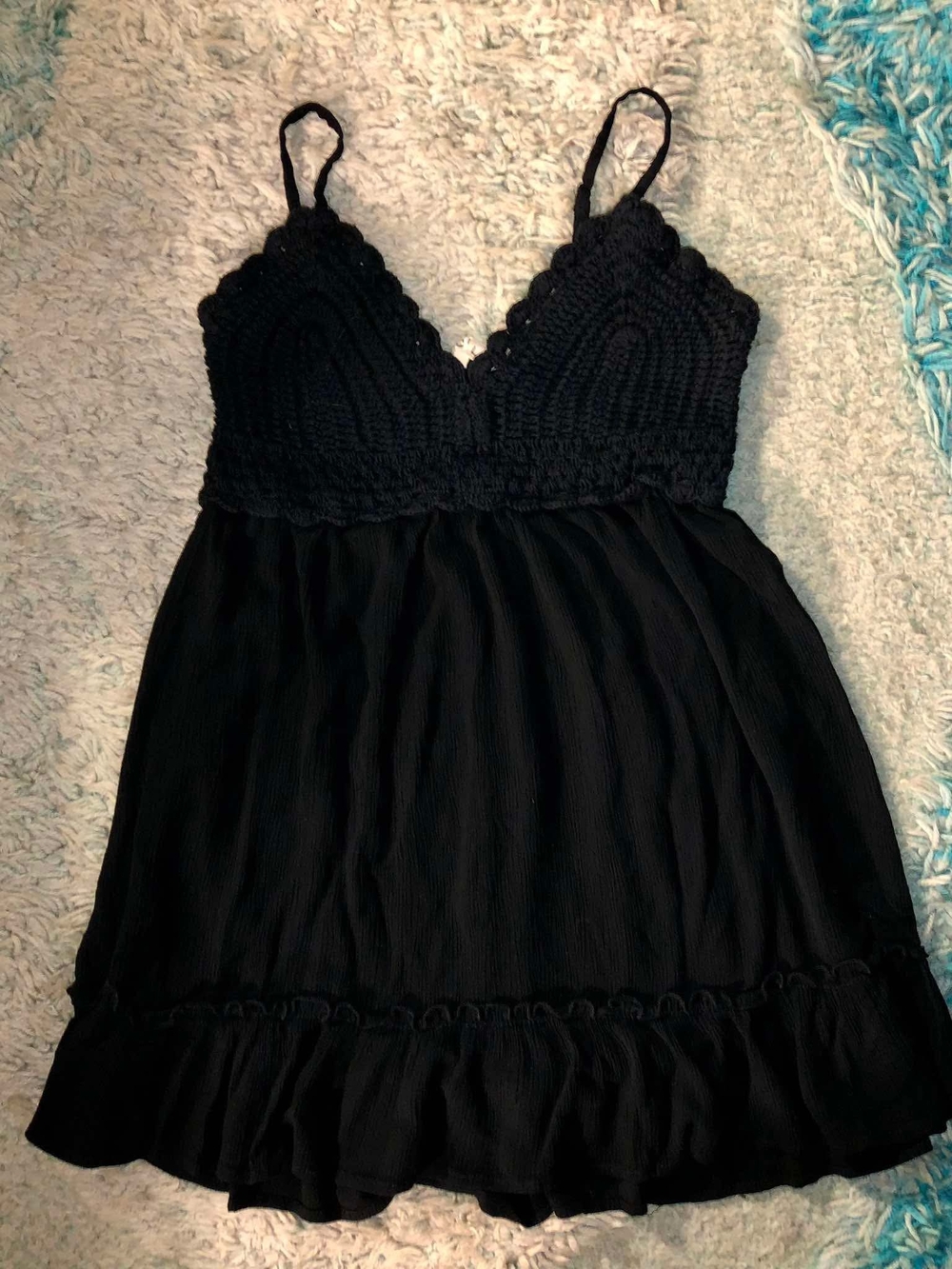 Blush Black Crochet and Ruffle Sun Dress